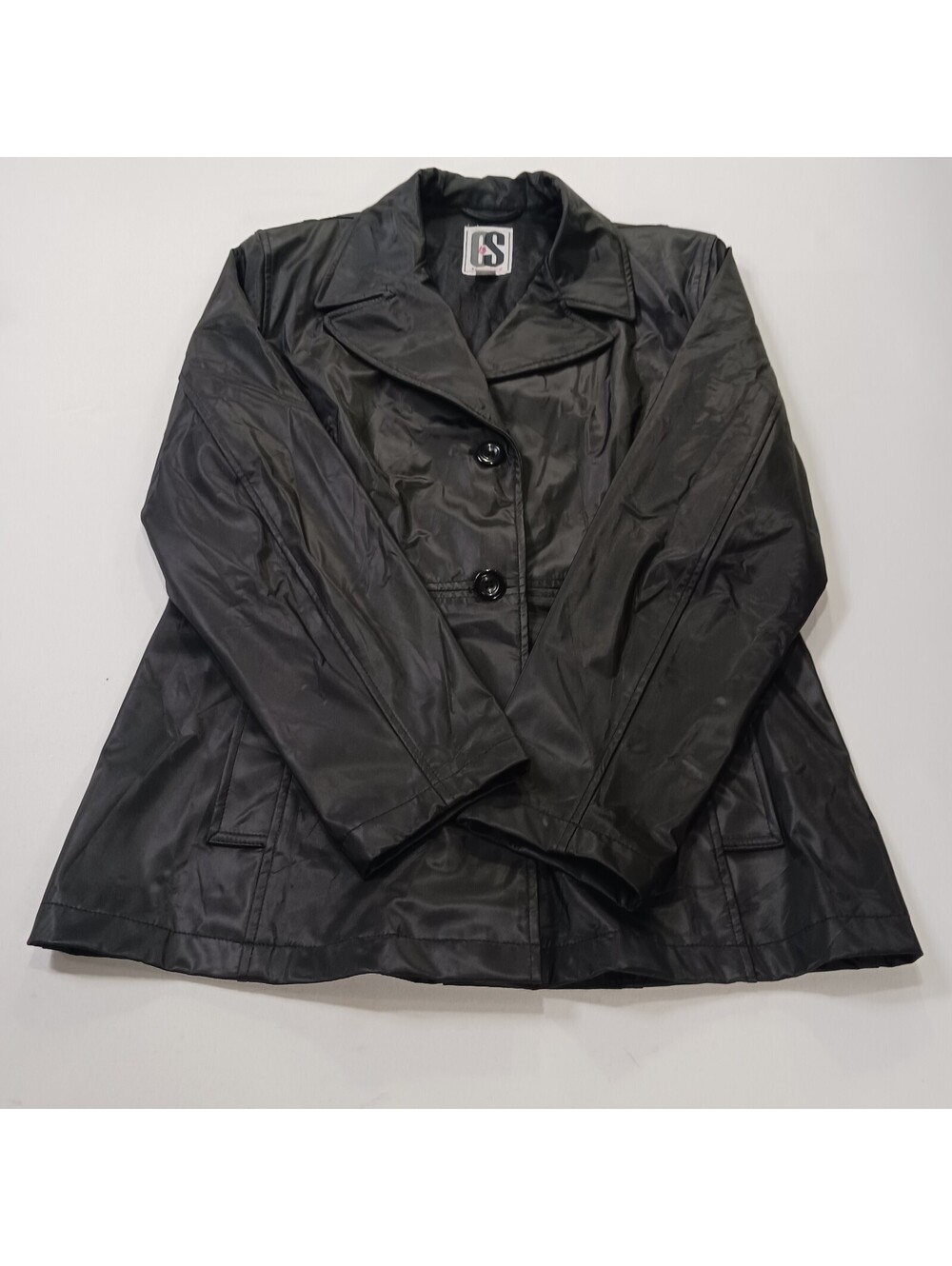 CS Signature Women's Faux Leather 3-Button Front Jacket Black Size Medium